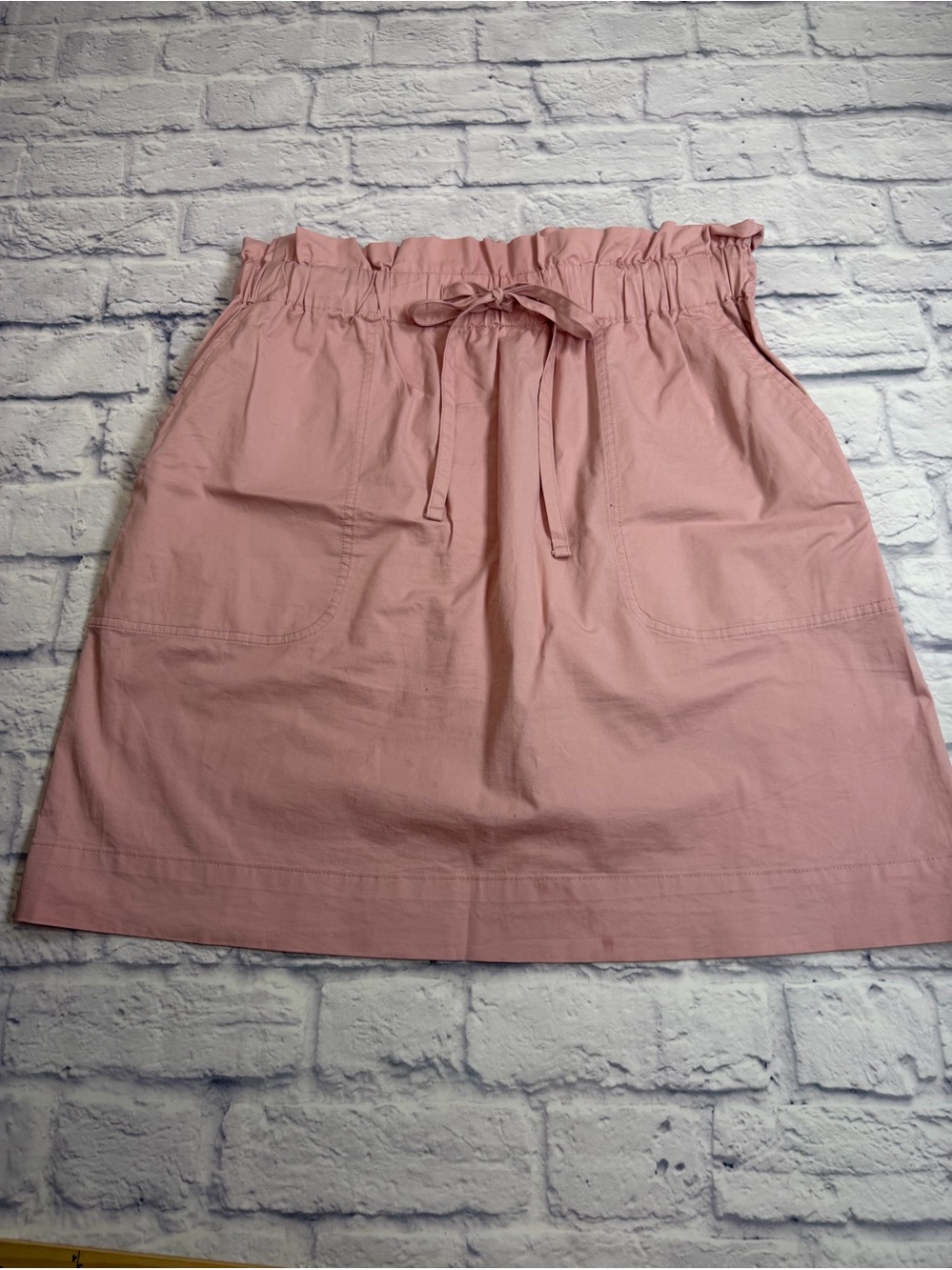 a new day Pink Paperbag Waist A-Line Cotton Skirt. Size Large.